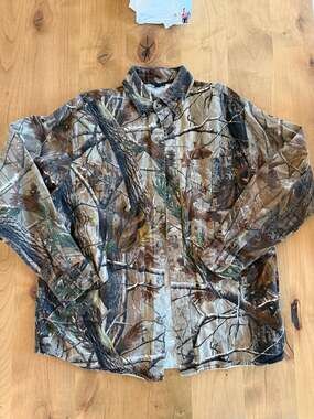 Outfitters Ridge Realtree AP Camo Button Down Hunting Shirt Men's Large